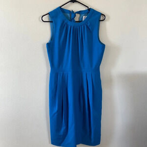 Blue J. Crew Suiting Dress Wool 4 Short Pleated Sleeveless Work Suit Office